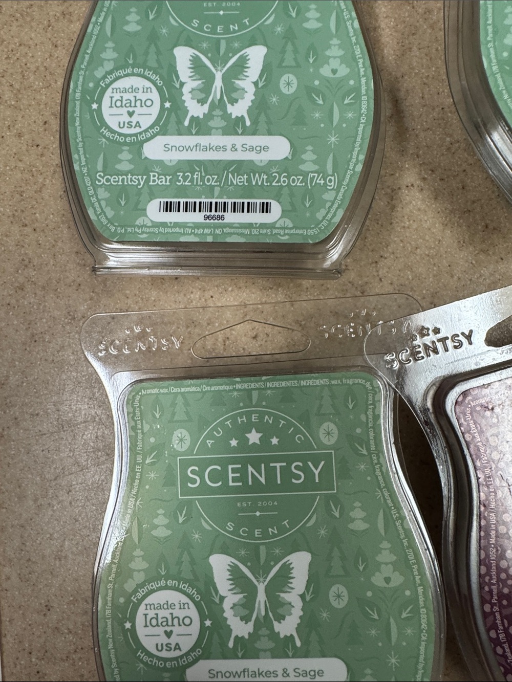 Scentsy Wax Bar mixed lot Snowflakes & Sage Black Raspberry Vanilla - Picture 3 of 4